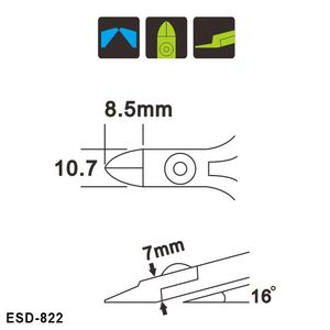 ESD-822 คีมตัดแบบโค้ง 5 นิ้ว โครเมียมโมลิบดีนัม 16 ขา ป้องกันไฟฟ้าสถิตย์ สำหรับงานรีเวิร์ค PCB - Product Image 6