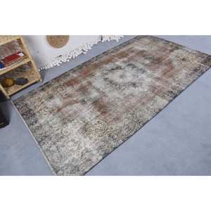 Tapis Patchwork Vintage en Laine Beige Marron de Grande Surface Motif Couloir Rectangle 4.6ft X 8.3ft pour Salon Latex Viscose PP - Product Image 3