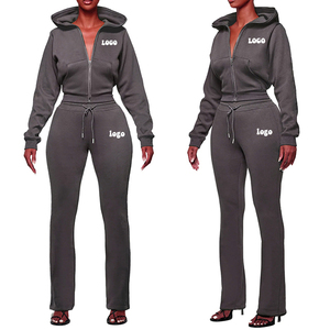 Conjunto Deportivo de Dos Piezas para Mujer, Talla Grande, Diseño Sólido, Sudadera con Capucha y Pantalones Jogger, Chaqueta Deportiva, Ecológico, Secado Rápido, 100% Algodón, 2025 - Product Image 1