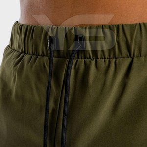 Men's Gym Workout Shorts Double <b>Layer</b> Shorts Casual High Street Style Drawstring Waist Closure Solid Pattern Plain Dyed Shorts - Product Image 6