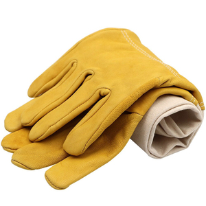 Guantes de apicultor de cuero de piel de oveja con puño largo de lona Guantes de trabajo de seguridad a prueba de picaduras para tiro y caza - Product Image 2
