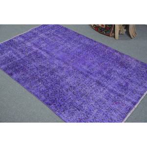 Tapis Vintage Turc Violet 3.8 X 5.9ft Classique Style Tabriz Rectangle Patchwork Motif Laine Polyester Latex pour Teen Living - Product Image 4