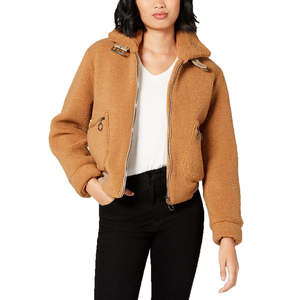 Collezione B Giacca Bomber Teddy in Finta Pelliccia di Volpe per Ragazzi, Colore Cammello, Bottoni Vintage, Taglia Media, Poncho Imbottito in Cotone Tinto - Product Image 1