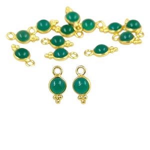 Pequeño colgante redondo de ónix verde oro Vermeil verde piedra preciosa elegante bisel ajuste DIY fabricación de joyas encanto indio proveedor mayorista - Product Image 4