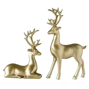 Lot de 2 sculptures en métal Art Animal Sculptures Intérieur Table Décor Animal Cerf Luxe Doré pour Décoration Maisons - Product Image 2