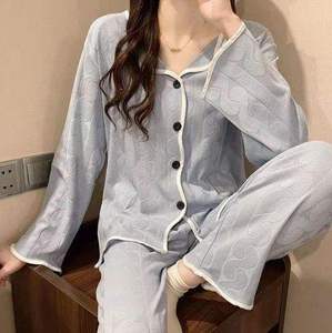 Soft Breathable Skin-Friendly 2-Piece Nightwear Womens Bear Print Long Sleeve Pajama Set - Product Image 2