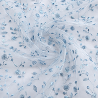 Nouveau design, vente en gros, tissu organza léger et transparent, broderie florale, pour robe, rideau, mariage, textile de maison