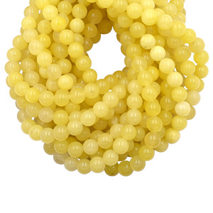 Cuentas de Jade Amarillo Natural de 10 a 12 mm, Forma Redonda Lisa, Hilo de 13 Pulgadas para la Fabricación de Joyas - Product Image 2