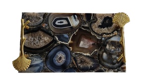 Design élégant Agate Gemstone Plateau de service Rectangle Marbre Plastique Acier pour Cuisine Hôtel et Maison pour le service des aliments - Product Image 2