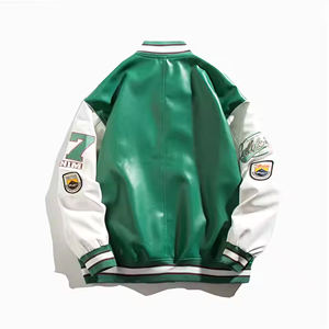 2025 otoño recién llegados Patchwork PU chaquetas de cuero Varsity Chaqueta Hombre chaqueta - Product Image 4