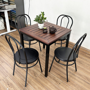 CBCF192 Modern Outdoor Cafe Table and Chair <b>Set</b> for 4 Durable Wood Panel <b>Restaurant</b> or Hotel Dining Bar Usage - Product Image 2