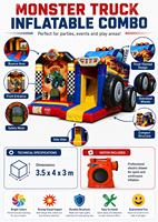 Aire de jeux gonflable professionnelle 3,5x4x3 m – Château gonflable en PVC – Utilisation professionnelle en extérieur/intérieur – Conforme aux normes européennes