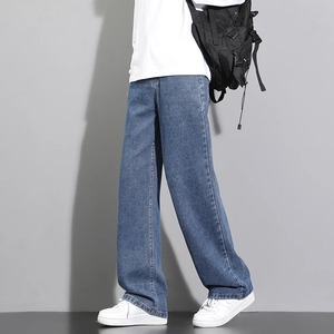 Jeans de Mezclilla de Pierna Ancha y Corte Recto Clásico para Hombre, Estilo Coreano 2025, para Uso Diario Informal - Product Image 2