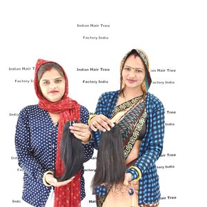 Extensions de Cheveux Humains Vierges Non Traités 100% Naturels, Bruts, à Double Trame, Soyeux, de Temple Indien, Lisses, pour Tissage - Product Image 6