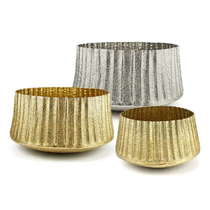 SET/2 jardinières en métal maison décorative luxe nouveau Design fleurs décoration jardin jardinière et Pots avec Design texturé à la main - Product Image 6