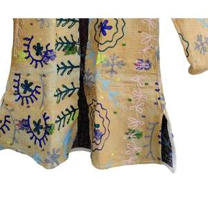 Jacket Vintage Suzani Embroidered Kantha Cotton Long <b>Pockets</b> Floral Pattern Autumn/Winter/Spring Reversible Eco-Friendly - Product Image 3