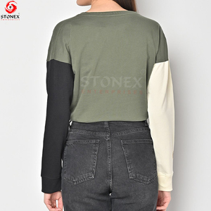 Sudadera recortada de tamaño XS de lujo para mujer, peso ligero, moda de invierno, cuello redondo, técnicas estampadas de punto, lona informal ODM - Product Image 3
