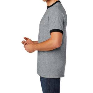 Camisetas deportivas con cuello redondo y logotipo personalizado para hombre, camiseta con timbre en blanco, camisetas de manga corta de algodón con cuello en contraste para hombre - Product Image 4