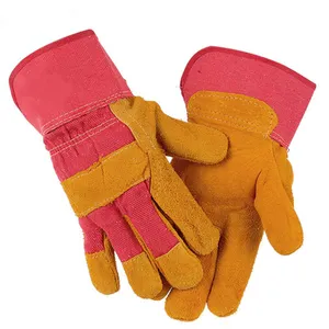 Équipement de Protection personnelle en tissu jaune, gants de sécurité en cuir de vache, gants de travail de sécurité pour la Protection des mains