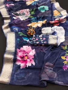 Sarees de Seda Artística Tradicionales Clásicos de la Mejor Calidad, Dhwaja Export, Estampado Digital Formal Tishu, Suaves y Brillantes, de Secado Rápido, Listos para Usar en Gujarat - Product Image 6