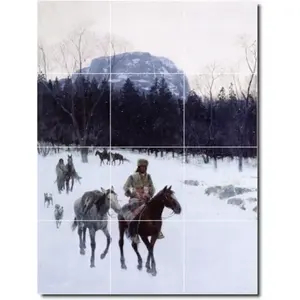 Henry Farny Western Painting Ceramic Tile Mural PT03264 24X32 (12) 8x8 Murales de pared - Product Image 1