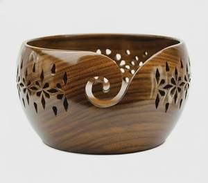 Cuenco de madera tallado a mano de lujo para hilo de ganchillo |   Soporte de Madera Maciza para Hilos de Tejer, para Manualidades y Aficiones - Product Image 5