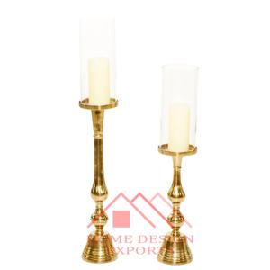 Porte-bougie en aluminium doré antique pour décoration de mariage, porte-bougie moderne pour intérieur et extérieur - Product Image 1