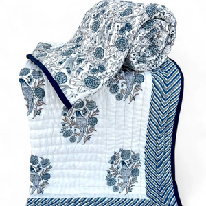 Edredón de tamaño Queen Reversible de algodón 100% hecho a mano, sencillo, cómodo, ligero, con estampado de bloques, edredón hecho a mano para el hogar de invierno - Product Image 1