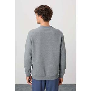 Sweat-shirt gris mélangé brossé pour homme Omar 88137, tissu French Terry, matière polyester/coton - Product Image 1