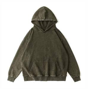 เสื้อฮู้ดดี้พิมพ์ลายตามสั่ง รุ่นใหม่ประจำฤดูหนาวปี 2025 กระเป๋าแบบเรียบ สไตล์สตรีท ล้างสีแบบวินเทจ สีเขียว ผ้าฟลีซ 350gsm เป็นมิตรต่อสิ่งแวดล้อม - Product Image 2