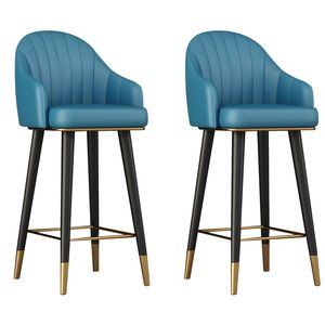 Ghế quầy <span class=keywords><strong>bar</strong></span> xoay Ghế quầy <span class=keywords><strong>bar</strong></span> bằng da có tựa lưng sang trọng và chân kim loại có chỗ để chân cho bàn đảo bếp tại nhà - Product Image 4