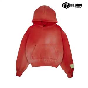 Fabricantes OEM de calidad de tendencia 100% algodón de peso pesado Streetwear Pullover Sun Faded con bolsillos de canguro Hombres Sudadera con capucha - Product Image 6