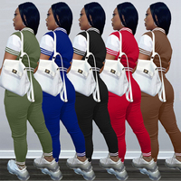 Ensemble de survêtement décontracté pour femmes, personnalisé, uni, long, pour le sport d'hiver, deux pièces avec veste de baseball, 100% coton