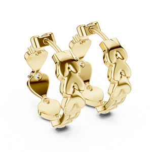 18k <b>Solid</b> Gold Lab Grown Diamond Heart <b>Hoop</b> <b>Earrings</b> 0.40 CTW Round Cut Shared Prong Set EF VSS Clarity Modern Romantic Style - Product Image 5