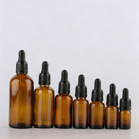 Bouteilles compte-gouttes en verre ambré de 5 ml à 120 ml en gros, emballage personnalisé résistant aux UV pour huiles essentielles et sérums avec plusieurs couvercles