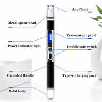 Briquet Électrique Portable à Logo Personnalisé, Rechargeable USB-C, Coupe-Vent, Sans Flamme, Allumage d'Arc pour Bougies, Design Moderne pour Fêtes