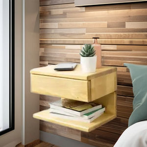 KALATRI-Mesita de noche flotante montada en la pared hecha a mano de madera moderna, almacenamiento de muebles de dormitorio, diseño ecológico para el hogar y la Oficina - Product Image 1