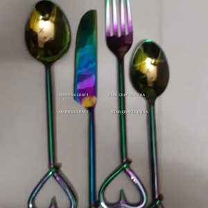 Ensemble de couverts arc-en-ciel ensemble de vaisselle en acier inoxydable coloré ensemble de vaisselle colorée pour 4 - Product Image 4