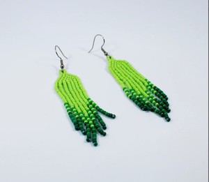 Beaded Dangle Earrings Luxury Quality <b>Emerald</b> Green Beaded Tassel Earrings - Product Image 2