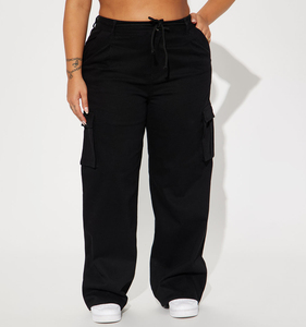 Pantalones Deportivos de Pierna Ancha 100% Algodón con Bolsillos Laterales para Mujer, Cintura Alta, Color Sólido, Casual, Regular, Ecológico, Tela de 360GSM, Ropa Urbana - Product Image 1