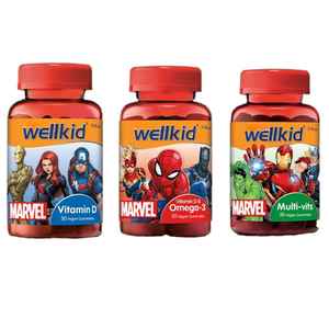 Wellkid Gomitas con sabor a fresa Marvel Vitamina D y Omega-3 Multivitamínico para niños Soporte de inmunidad ósea - Product Image 1