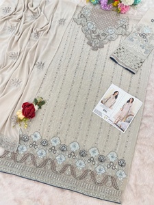 Traje elegante de la mejor calidad Heavy Fox Georgette Anarkali con bordado Dupatta y Santoon Bottoms disponible al mejor precio - Product Image 3