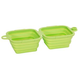 Tazón Plegable de Silicona para Mascotas, Cuadrado, Doble, para Perros y Gatos, Portátil para Exteriores, para Comer y Beber - Product Image 1