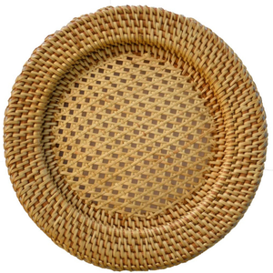 Tapis de Table naturel fait main de forme ronde de plaque de chargeur de rotin tissé pour la réception de mariage ou le décor à la maison de Boho - Product Image 4