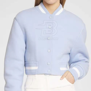 Veste Letterman de style moderne pour femmes Veste Letterman en coton doux à manches longues pour femmes - Product Image 6