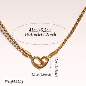 Collana in Acciaio al Titanio Placcato Oro 18K con Design a Cuore Traforato e Lettera Incisa 'I Am Worthy', Stile Hip Hop, Antiossidante - Product Image 5