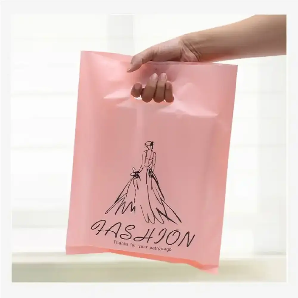 Custom Gift Bags Die Cut Handle Gold Gift Pound Polybag Small Paper Bag With Die-Cut Handle Vietnam Plastic Bag