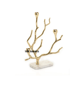 Ensemble de deux bougeoirs en aluminium et en marbre de taille personnalisée pour la décoration de la maison et du mariage - Product Image 4