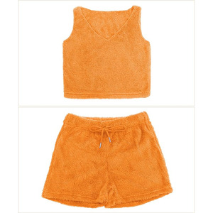 เซ็ตผ้าขนแกะเชอร์ปาสำหรับผู้หญิงชุดเสื้อผ้า3ชิ้นมีฮู้ดและชุดสั้นมีซิปสำหรับฤดูหนาวใส่สบายที่สุด - Product Image 2