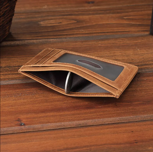 High Quality Custom <b>Men's</b> Genuine Leather <b>Wallet</b> Mini Smart Slim Card Holder with Open Closure Lightweight and Short Pocket - Product Image 6
